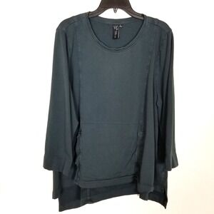 Focus Casual Life Women Asymmetrical Hem Tunic Top Sz XL Gray Lagenlook‎ Comfort